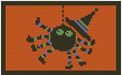 Counted Petit point Pattern - Mini Halloween Spider Door Mat 3 - Click Image to Close